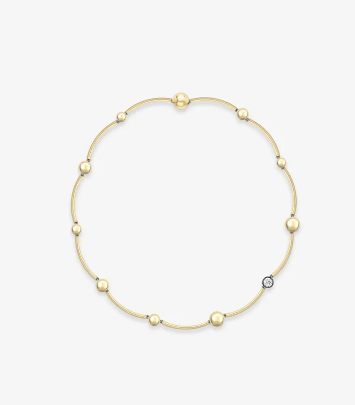 Orbit Yellow Gold & 0.50ct Diamond Sphere Necklace